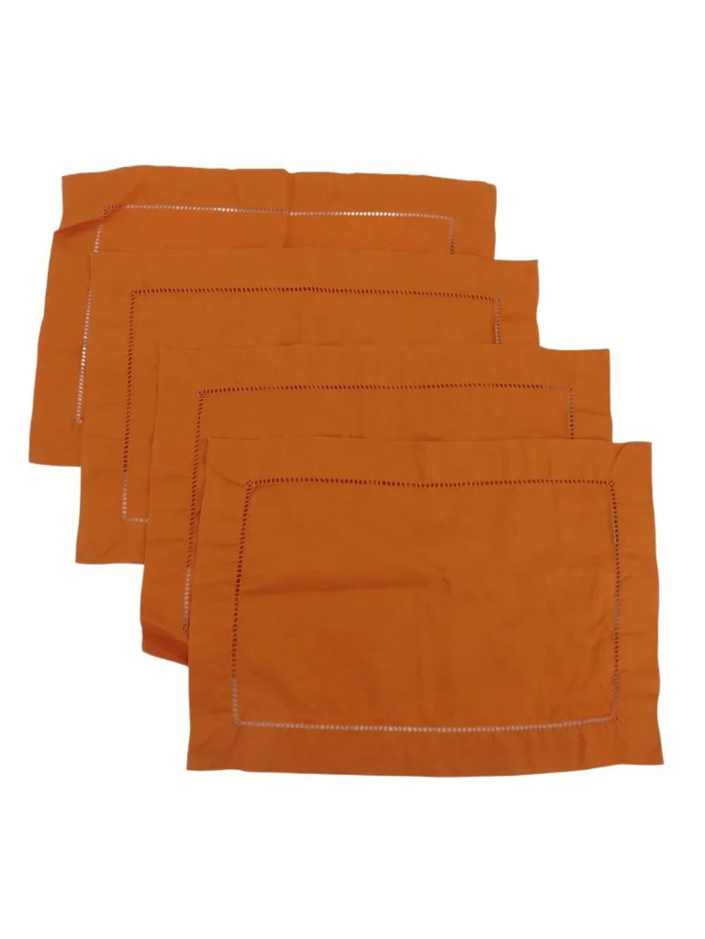 Pottery Barn Set of 4 Solid Orange All Linen Rectangle Placemat Table Linens